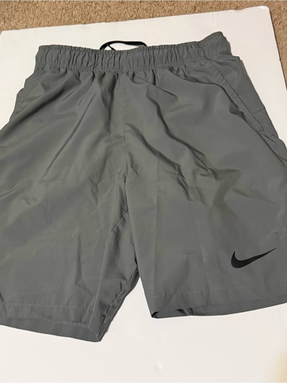 Nike Men’s Gray Athletic Shorts with Black Swoosh
